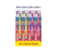 Colgate Kids Toothbrush Multipack 3-5 Years, 4 Pack | Extra Soft Bristles for a Gentle Clean, Non-Slip Handles & Toothpaste Guide