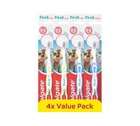 Colgate Kids Toothbrushes Multipack 0-2 Years, (Pack of 4) | For First Smiles, with Extra-Soft Bristles, Non-Slip Handles, and Toothpaste Guide