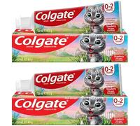 Colgate Kids Toothpaste 0-2 Years, 2 x 50ml - Strawberry Flavour, 700ppm Fluoride, New Look, Anticavity Protection, Enamel Safe, Gentle for Baby Teeth, Twin Pack for Daily Care