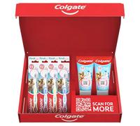 Colgate Kids Toothpaste Set 0-2 Years with 2X First Smiles Toothpaste 50ml - 4X Toothbrushes 0-2 Years - Protects Milk Teeth - Dentist Recommended Level of Fluoride