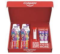 Colgate Kids Toothpaste Set 3+ Years with 2X Colgate Little Kids' Smiles Toothpaste 50ml, 4X Colgate Kids Toothbrushes 3-5 Years and a 2 Minute Timer - for 4X Stronger Enamel* - Super Soft bristles