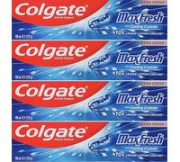 Colgate Max Fresh Cool Mint Toothpaste 100ml x 4 Pack - Cooling Crystals for Long-Lasting Fresh Breath - Fluoride Formula for Cavity Protection - Refreshing Daily Oral Care Bundle