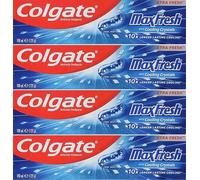 Colgate Max Fresh Cool Mint Toothpaste 100ml x 4 Pack - Cooling Crystals for Long-Lasting Fresh Breath - Fluoride Formula for Cavity Protection - Refreshing Daily Oral Care Bundle