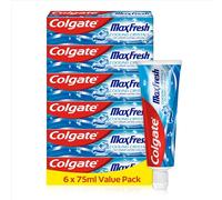 Colgate Max Fresh Cooling Crystals Toothpaste, Cool Mint, Anticavity Toothpaste, 10x Longer Lasting Cooling*, Toothpaste Multipack, 6 Pack, 75ml Tubes