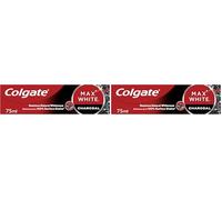 Colgate Max White Charcoal Toothpaste 75ml x2 - Teeth whitening Toothpaste - Clinically Proven Formula - Removes up to 100% of Surface Stains - Activated Charcoal and Mineral Micro-Particles