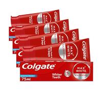 Colgate Max White Clinical Sensitive Protect Toothpaste 75ml - Hydrogen Peroxide Teeth whitening Toothpaste - Whiter Teeth in 5 Days - Deeply whitens Stains* - Enamel Safe for Daily use (Pack of 4)