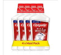 Colgate Max White Expert Mouthwash (4 x500ml) | Whiter Teeth | Clinically Tested | Alcohol Free | Daily Stain Defence, Fresh Breath and Cavity Protection