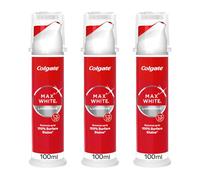 Colgate Max White Luminous Whitening Toothpaste, Cool Mint, Pump, Removes up to 100% Surface Stains, 100ml, Pack of 3