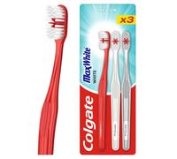 Colgate Max White Toothbrushes, Teeth Whitening with Polishing Star, Medium Manual , Assorted Designs, Adult Multipack, 3 Pack
