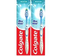 Colgate Max White Manual Toothbrush - Teeth Whitening Toothbrush - Unique Polishing Star - Helps to Remove Surface Stains - Helps to Reveal Natural Whiteness of Teeth (Pack of 2)
