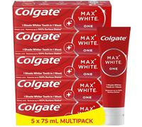 Colgate Max White One Whitening Toothpaste 5 x 75ml | Clinically Proven Formula that Removes up to 100% of Surface Stains | 1 Shade Whiter in 1 Week | Teeth whitening toothpaste | Fluoride toothpaste