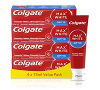 Colgate Max White Optic Toothpaste 4x75ml - Teeth whitening toothpaste - Clinically proven formula - Removes up to 100% of surface stains - Optic brighteners instantly whiten teeth