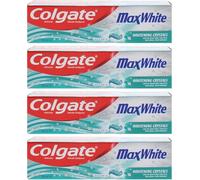 Colgate Max White Toothpaste 4 x 100ml with Whitening Crystals Crystal Mint Gel Advanced Stain Removal Toothpaste for Whiter Teeth Fresh Breath & Deep Clean Oral Care Value Pack