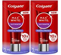 Colgate Max White Ultimate Renew + Protect Whitening Toothpaste 75ml (2pk) | 10x Whiter Teeth* with Dual Colour-Correct Action and Protection from Future Stains