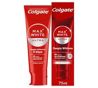 Colgate Max White Ultra Active Foam Whitening Toothpaste 75ml - Deeply whitens in just 3 Days - Removes Deep-Set Stains - Warming Sensation and Rich Foam - Enamel Safe for Daily Use