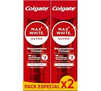 Colgate Max White Ultra Active Foam Toothpaste, At Home Whitening Toothpaste Clinically Proven Whiter Teeth in 3 Days*, Toothpaste Multipack, 2 Pack, 75ml Tubes