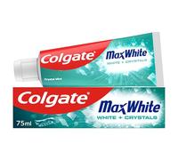 Colgate Max White White + Crystals Toothpaste 75ml - Teeth whitening - restores Natural Whiteness - 10x Longer Lasting Cooling Than Regular Fluoride - Fights Cavities