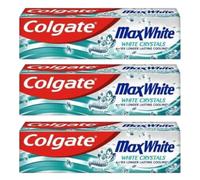 Colgate Max White Whitening Toothpaste - 3 Pack - Advanced Stain Removal Formula - Fluoride Toothpaste for Brighter Teeth - Fresh Mint Flavour - 75ml