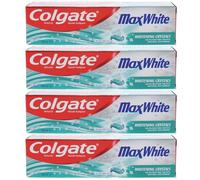 Colgate Max White Whitening Toothpaste 4 x 100ml - Removes Stains for Whiter, Brighter Teeth | Fresh Mint Fluoride Toothpaste Value Pack of 4