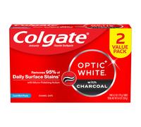 Colgate Optic White Charcoal Whitening Toothpaste Cool Mint Enamel-Safe with Fluoride 2 Pack 4.2oz Tubes