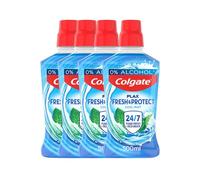 Colgate Plax Mouthwash, Cool Mint Mouthwash with 24/7* Plaque Protection, Alcohol Free Mouthwash** with Fluoride, Vegan Mouthwash, Multipack, 4 Pack, 500ml Bottles