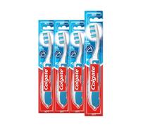 Colgate Portable Adult Manual Toothbrush, 4 Pack | Foldable Travel Toothbrush with Soft Bi-Level Bristles and a Protective Cover