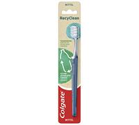 Colgate RecyClean Toothbrush, Medium, Pack of 1, Manual Toothbrush with Plant-Based Bristles and Handle Made from 100% Recycled Plastic
