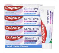 Colgate Sensitive Instant Relief Repair + Gentle Whitening Toothpaste | Instant* and long-lasting** sensitivity relief | Protective layer with calcium** | Fluoride toothpaste | 4 pack, 75ml tubes