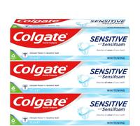 Colgate Sensitive Teeth Whitening Toothpaste with Sensifoam for Deep Clean and Enamel Protection 3 x 75ml | Sensitivity Relief Toothpaste for Fresh Breath, Strong Teeth & Gums | Dentist Recommended