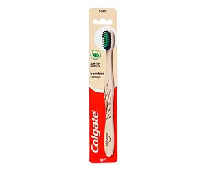 Colgate Spazzolino Bamboo, Manico Naturale e Setole al Carbone, 1 Pezzo | Spazzolino manuale ecologico, Manico in bambù biodegradabile e setole al carbone, Con imballaggio in cartone riciclabile