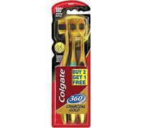 Colgate Toothbrush 360 Extra Soft Gold Charcoal Toothbrush Pack Of 3