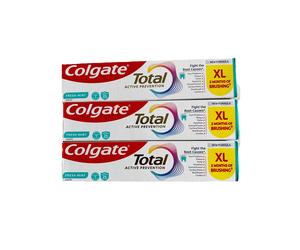 Colgate Total Active Fresh Mint Toothpaste Bacterial Defence 125ml X 3