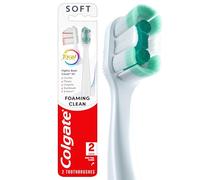 Colgate Total Active Prevention Foaming Clean Soft Toothbrushes, Soft Bristle Toothbrush Pack for Plaque Removal, Helps Reach Deeper Along The Gumline and Between Teeth, White, 2 Pack