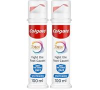 Colgate Total Active Prevention Teeth Whitening Toothpaste 100ml Pump Fights Root Causes of Many Oral Health Problems 24h Antibacterial Protection clinically Proven Patented Technology (Pack of 2)