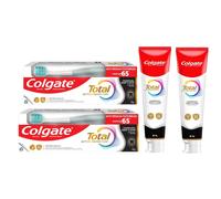 Colgate Total Charcoal Toothpaste Saver Pack - 2X150 G/5.2 oz - Plaque Clean Anti-Cavity 2 Toothpaste + 2 Brush Free