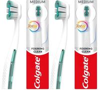 Colgate Total Foaming Clean Medium Manual Toothbrush - Helps Fight The Root Cause of Common Oral Health Issues¹ - for Deeper² Toothpaste delivery - reaches Deeper² Along gumline and Between Teeth