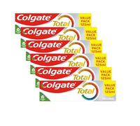 Colgate Total Original Toothpaste (6 x 125 ml), 24 Hour Antibacterial, Complete Protection for Your Whole Mouth, Protects Against Cavities, Contains Fluoride, Strengthens Enamel