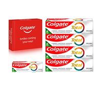 Colgate Total Original Toothpaste Multipack (4 x 75ml + 1 x 20ml), 24 hour antibacterial toothpaste, protects against cavities, contains fluoride and strengthens enamel