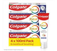 Colgate Total Whitening Toothpaste 100ml x4 - stronger 24-hour bacterial defence* - long-lasting active protection* - effectively removes surface stains - 8 benefits for complete protection