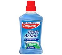 Colgate Triple Action Mouthwash 500ml, Helps to Fight Bad Breath, Effectively Reduces Bacteria, Fluoride Mouthwash, Strengthens Enamel, Fresher Smiles Between Brushings, Clinically Tested by Dentists