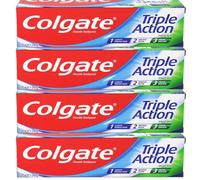 Colgate Triple Action Toothpaste Original Mint (100ml x 4) - 4 Pack - Cavity Protection, Whiter Teeth, Fresh Breath - Daily Fluoride Multipack Toothpaste for Complete Oral Care