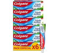 Colgate Triple Action Toothpaste Pack of 6 x 75ml Fluorinated Toothpaste for Tooth Decay Helps Keep Teeth White Freshens Breath for the Whole Family