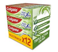 Colgate Triple Action Xtra Fresh Toothpaste - Pack of 12 x 75ml - Fluorine Toothpaste - Protects Against Caries - Helps Maintain White Teeth - Fresh Breath for the Whole Family