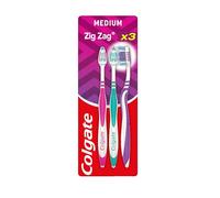 Colgate Zig Zag Medium Manual Toothbrush - Multi Angle Cross Bristles with Flexible Neck for Gum Comfort - 3 Count (Pack of 1)