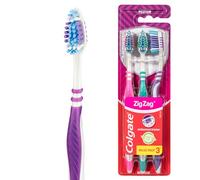 Colgate Zig Zag Medium Manual Toothbrush - Multi Angle Cross Bristles with Flexible Neck For Gum Comfort - 3 Count (Pack of 1)