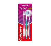 Colgate Zig Zag Medium Manual Toothbrush - Multi Pack of 3, Colours May Vary
