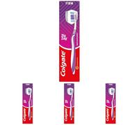 Colgate Zigzag Firm Bristles Manual Toothbrush Pack of 4, Multi Angle Cross Bristles with Flexible Neck for Gum Comfort and Tongue Cleaner