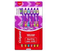 Colgate ZigZag Toothbrush for Deep Inter dental Clean with multi angle zig zag bristles (Medium, Pack of 6)