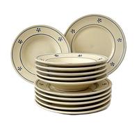 Colì Majolica and Earthenware from 1650 Star Series Set of Hand Painted Terracotta Table Plates, Table Service for 6 People, 12 Pieces Includes 6 soup plates 23 cm and 6 flat plates 24 cm.