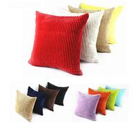 Coliang Throw Pillow Case, Multi Sizes Candy Color Strips Corduroy Cushion Cover Car Sofa Pillow Case with Zipper 80x80CM - Grey